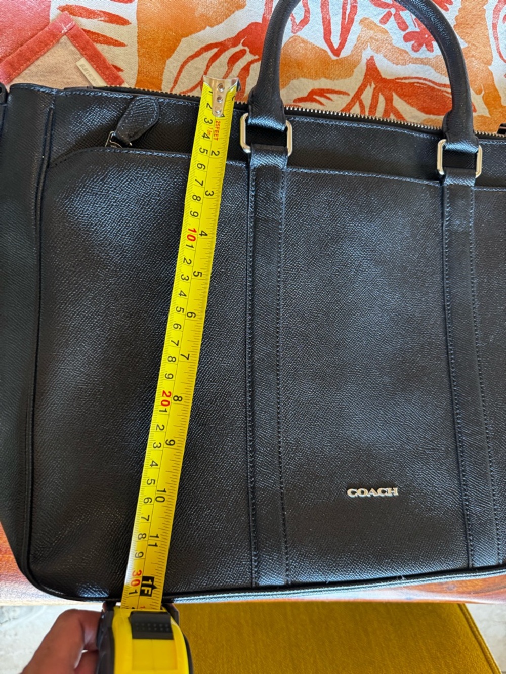 Coach Black Leather Briefcase with Detachable Strap and Top Handles - Picture 6 of 7